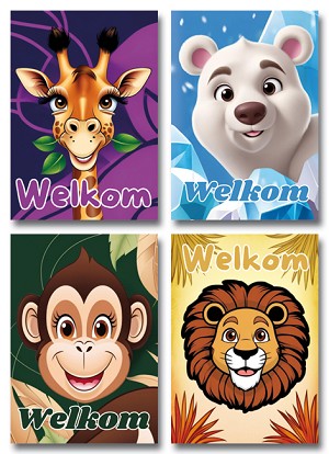 Serie 743 - grote getekende dierenkoppen