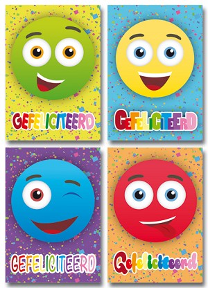 Serie 11051 - smiley's met gefeliciteerd