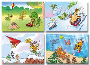 Serie 12027 - grappige getekende dieren