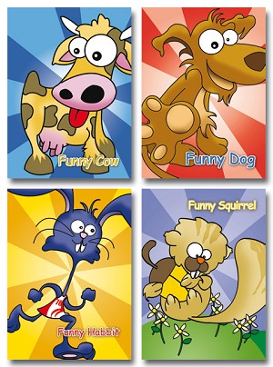 Serie 929 - getekende gekke dieren